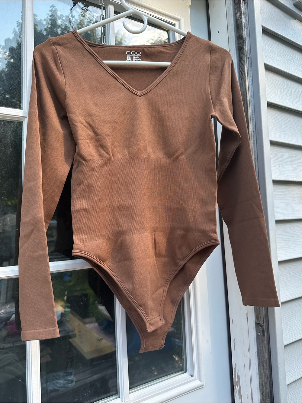 Women’s V-Neck Long Sleeve Bodysuit — Brown